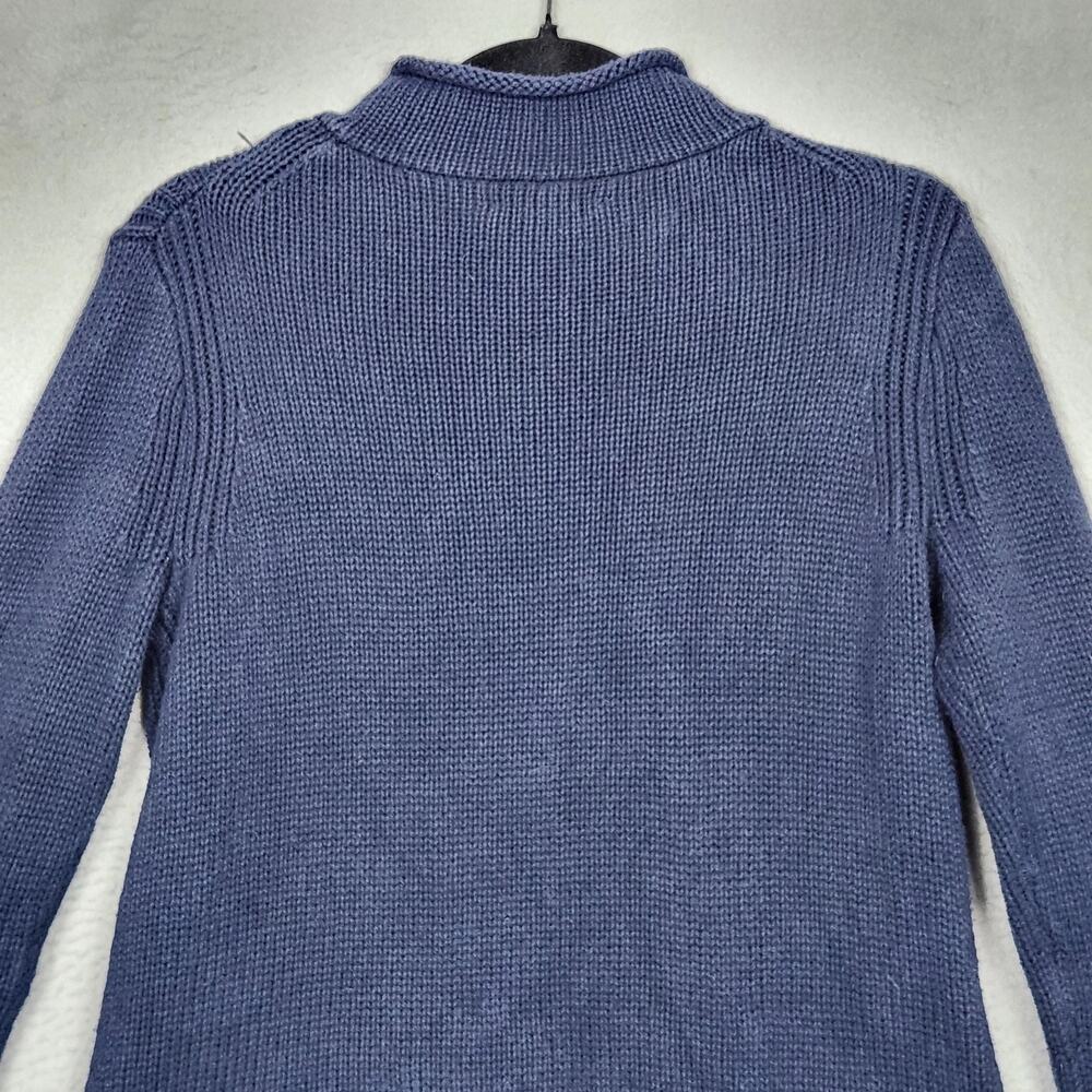 J Crew Always Sweater Womens Medium Blue Cotton Mock Neck Pullover Knit Ribbed - Picture 7 of 11